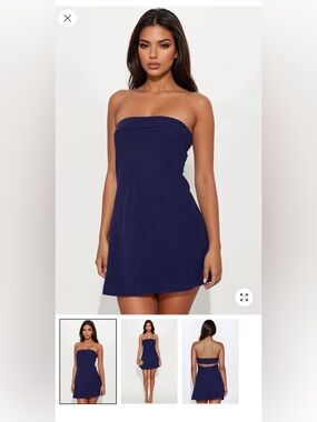 Fashion Nova Elegant Navy Women's Strapless Dress